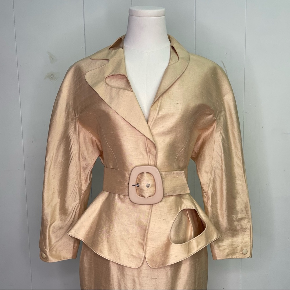 Vintage 1990’s Thierry Mugler Silk Skirt Suit, designer haute couture genuine